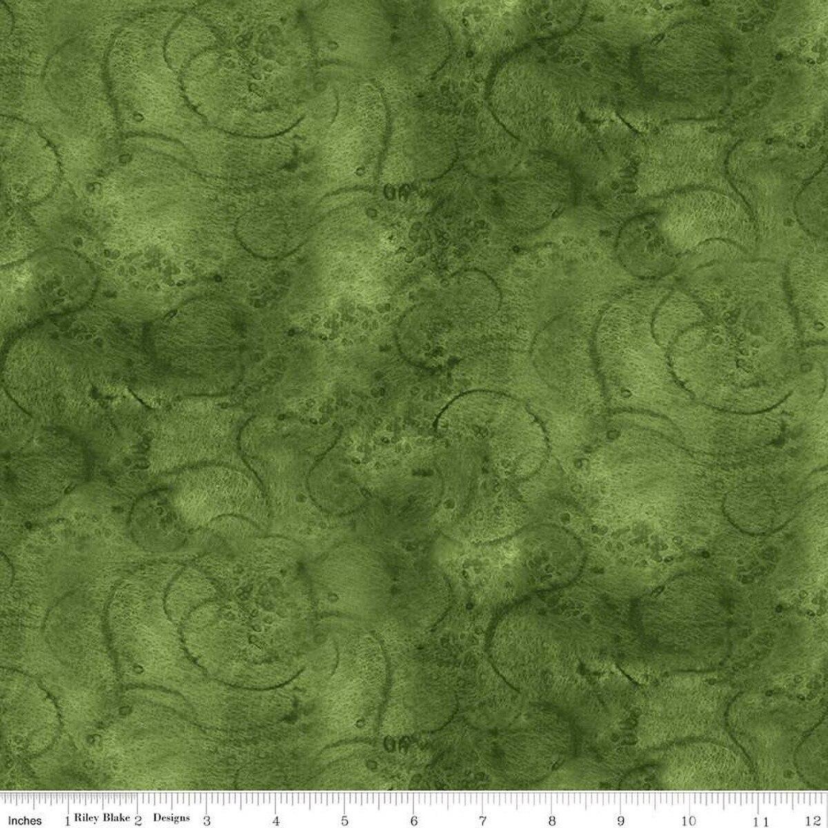 Riley Blake - Painter's Watercolour Swirl by J Wrecker Frisch - Tone-one-Tone - Blender - Swirls - Basil - Green - 360 TURQUO #5