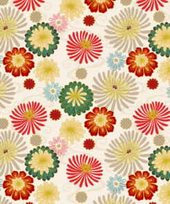 Lewis & Irene - Year of the dragon_Floral with gold on cream_multi_black_gold_red_A866.1