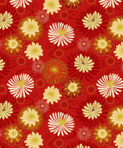 Lewis & Irene - Year of the dragon_Floral with gold on red_multi_black_gold_red_A866.2