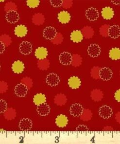 Lewis & Irene - Year of the Dragon - Mini Floral with Gold and Red on Red - Metallic - A863