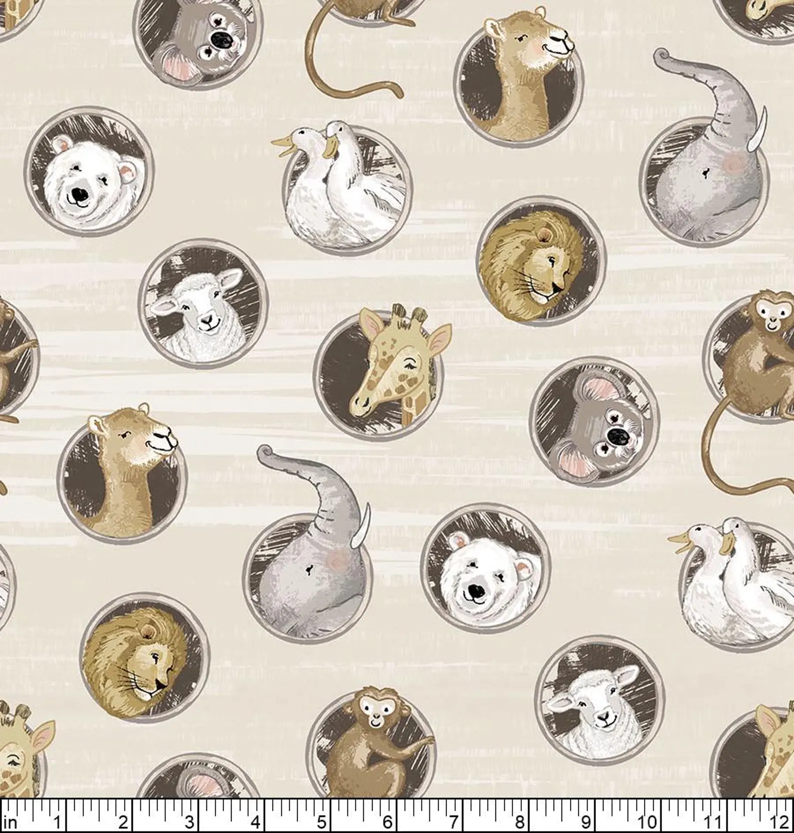 Northcott Fabrics - Two by Two - Scattered Animals - Multi - 28714 41