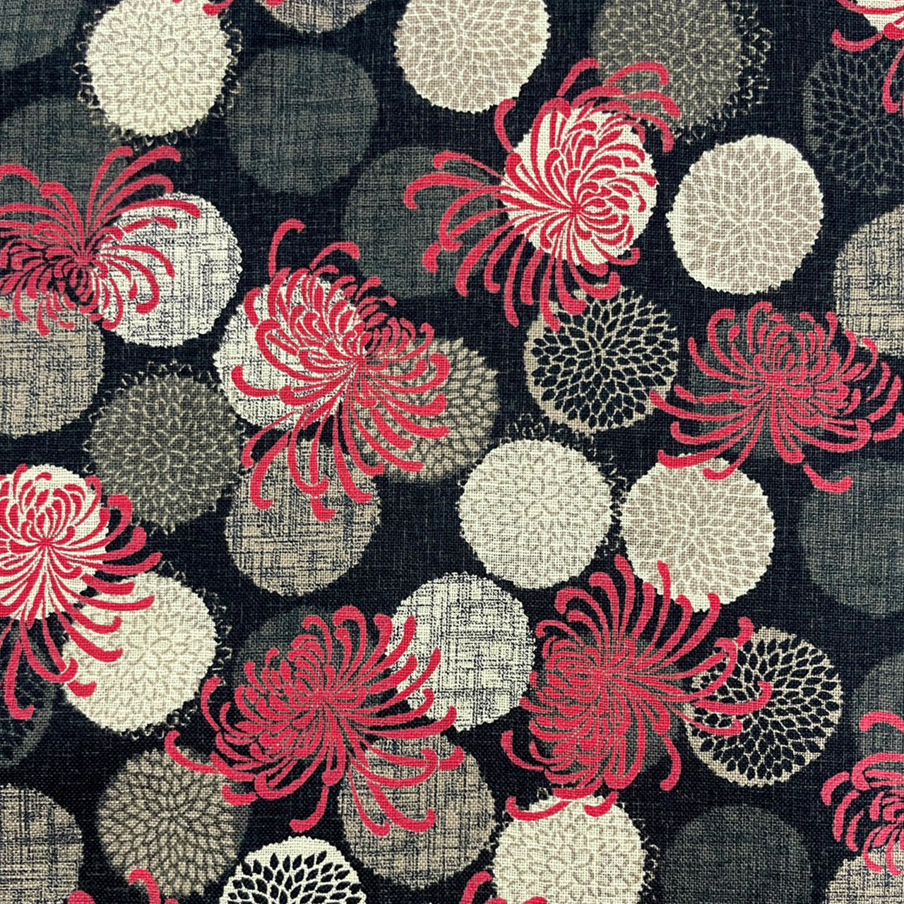 Sevenberry - Dressmaking - Cotton Linen - Floral - Red and Black - 850484 Z