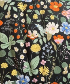 Trend Textiles - Strawberry Fields - Dressmaking - Rayon - Multi colours on black background - 300970 002