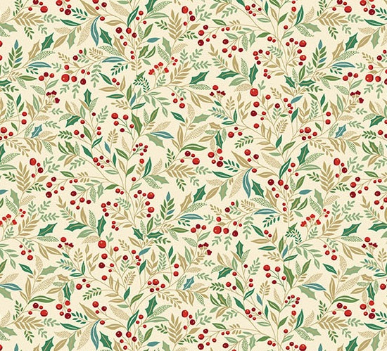 Makower Adorn 'Holly Cream' - 214 Q