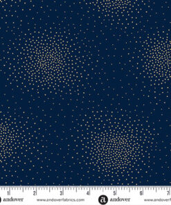 Andover Fabrics - Spritz Metallic - Gold on Midnight Blue - Christmas - Blue - Gold - Metallic - MB3