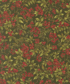 Moda Fabrics - Merry Manor Metallic - Christmas 2026 - Berries and Foliage - Evergreen - Green Multi - Gold Metallic - 33862 13M