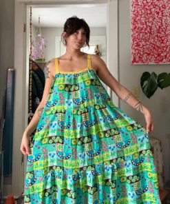 Alternative view of Fabric Godmother - Dressmaking - Maria - Viscose Crepe - Tiles - Azure Multi - DJ 35077 DG 01