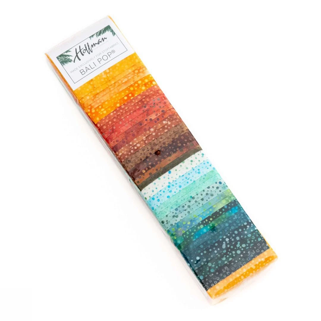 Hoffman Batiks for Stof Fabrics - Precuts - Jelly Roll / Strip Pie - Sunny Turquoise - Dots - Multi - 766