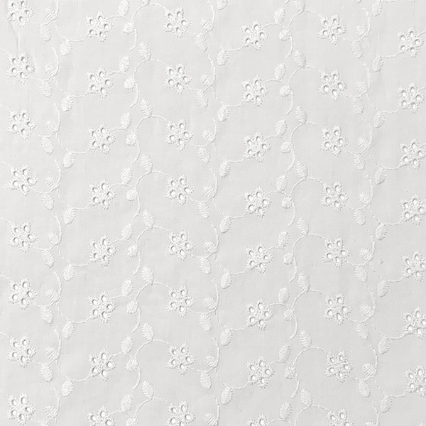 John Louden - Dressmaking -Broiderie Anglaise - Cotton Eyelet Embroidery - White - JL 0833 F