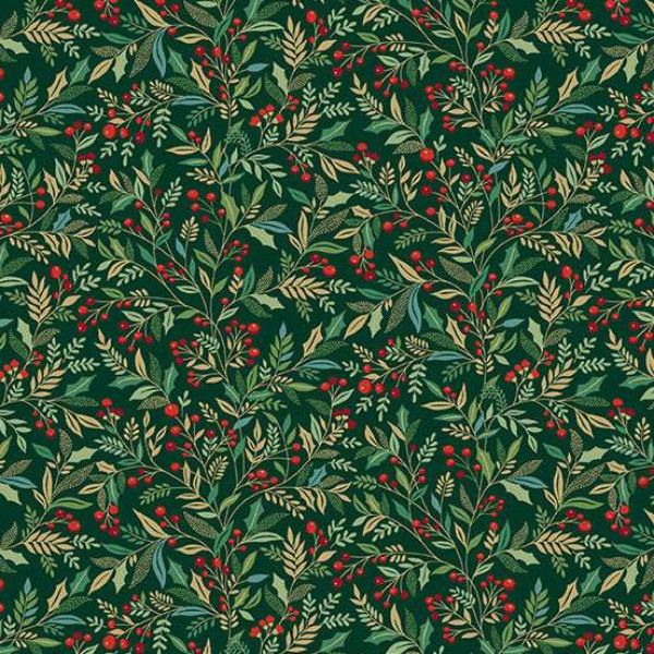 Makower - Adorn - Christmas - Holly and Berries - Metallic - Red - Green - 214 - Q