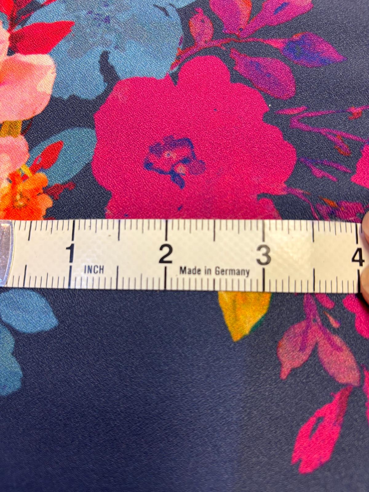 Peter Horton Textiles - Dressmaking - Floral Print - Blue - Multi - Polyester - Lycra - 7612 - Image 2