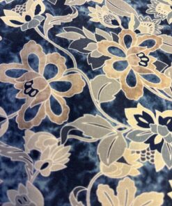 Peter Horton Textiles - Dressmaking - Blue Cream -Floral and foliage - Viscose - 7686