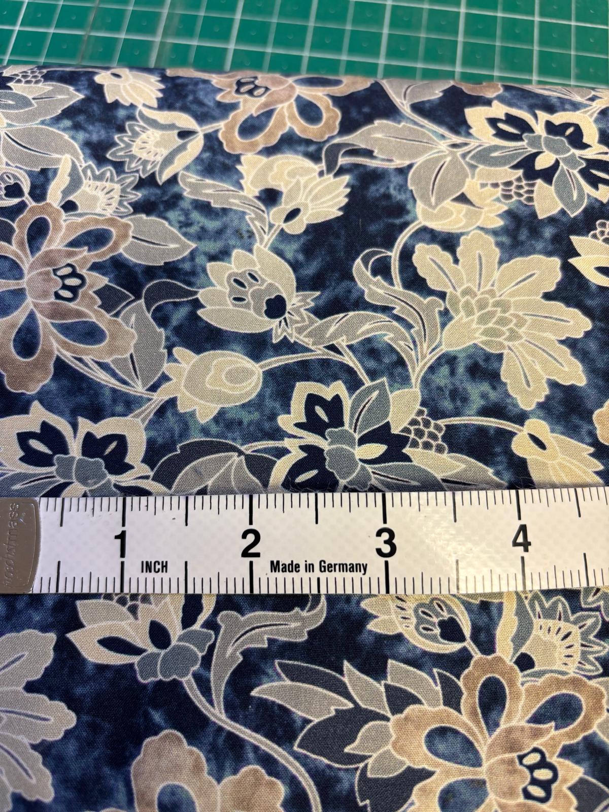 Peter Horton Textiles - Dressmaking - Blue Cream -Floral and foliage - Viscose - 7686 - Image 2
