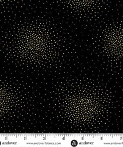 Andover Fabrics - Spritz Metallic - Gold on Black - Christmas - Black - Gold - Metallic - 10046 - MK