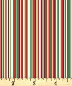 Makower - Adorn - Christmas Stripes - Multi-colours on Cream - Metallic - Multicolour - 219 - Q