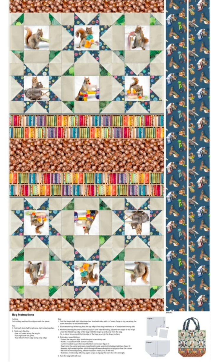 Riley Blake - The Secret Life of Squirrels - Bag Panel - Cotton Canvas - Multi - 4903 55
