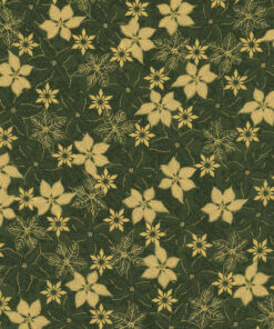 Stof Fabrics - Christmas - Snow Crystals - Poinsettia - Green Gold - 4593 801