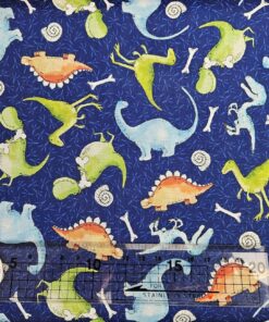Visage Textiles - Little Dinosaurs by Susan Wheeler - Gentle Giants - Scattered Dinosaurs - Dark Blue Multi - 3839 02