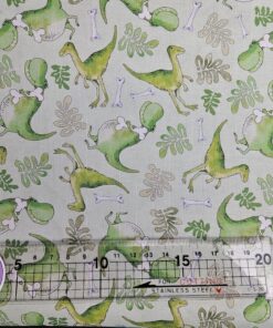 Visage Textiles - Little Dinosaurs by Susan Wheeler - Jurassic Green - Scattered Dinosaurs - Pale Green Multi - 3839 03