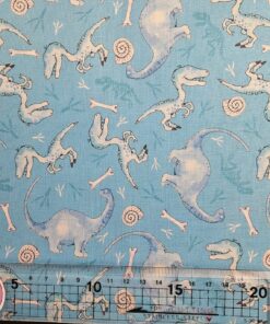 Visage Textiles - Little Dinosaurs by Susan Wheeler - Little Dinosaurs Blues - Scattered Dinosaurs - Pale Blue - 3839 04