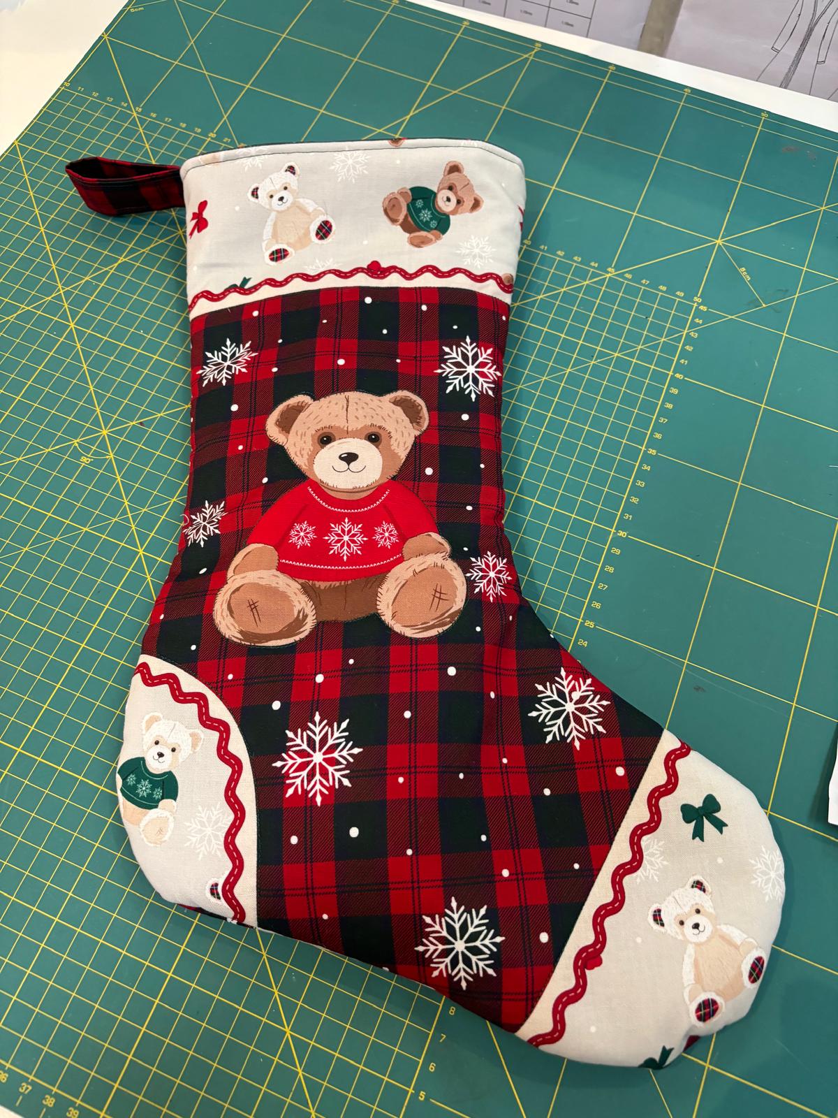 Visage Textiles - Panel - Christmas Stocking - Toybox - Teddies - Green Red Multi - 3792 06