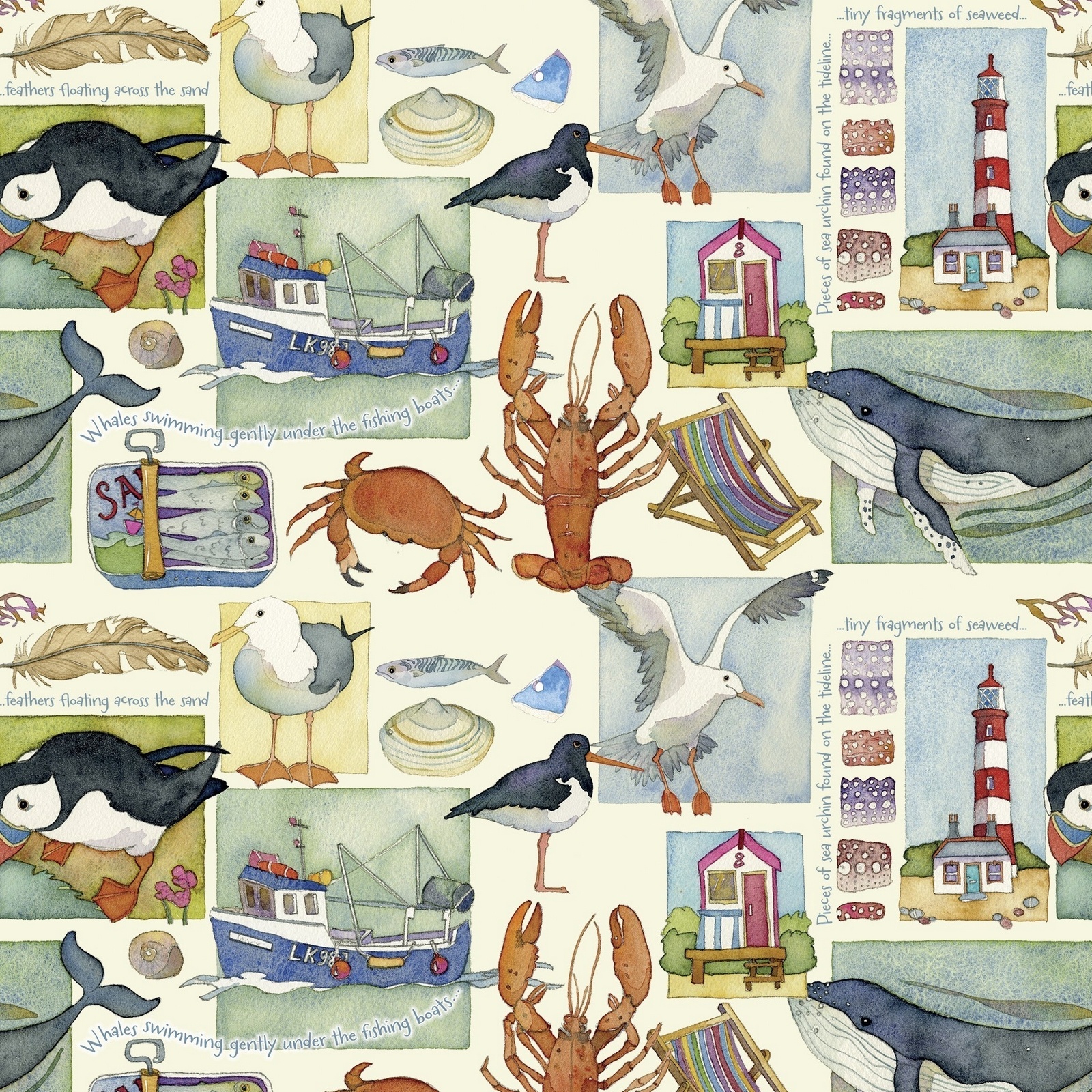 Nutex Fabrics - Coastal by Emma Ball - Coastal Pieces - Cream Multi - 82290 101