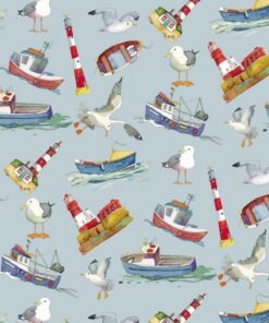 Nutex Fabrics - Coastal by Emma Ball - Lighthouses - Blue Multi - 82290 102