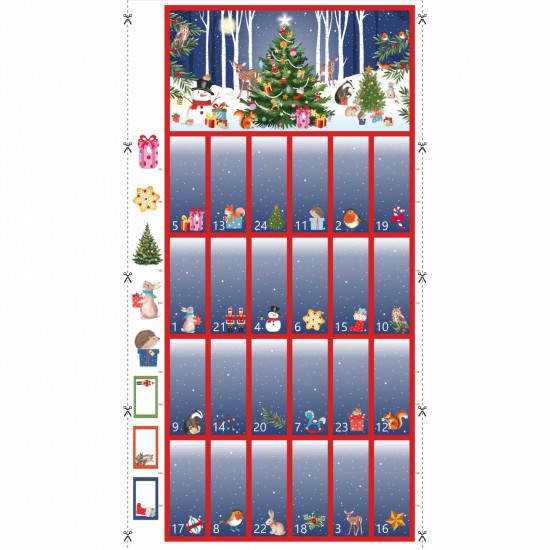 Nutex Fabrics - Panel - Christmas - Woodland Christmas - Advent Calendar - 82140 101