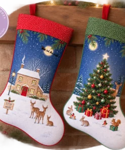 Nutex Fabrics - Panel - Christmas - Woodland Christmas - Medium Christmas Stockings- 82150  101