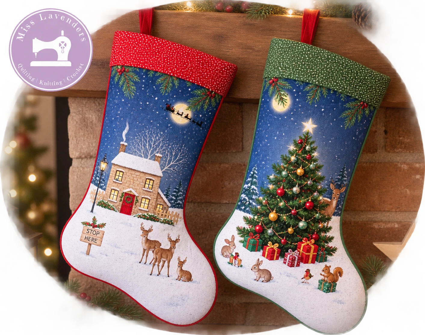 Nutex Fabrics - Panel - Christmas - Woodland Christmas - Medium Christmas Stockings- 82150 101