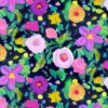 Nutex Fabrics - Painted Garden - Garden - Multi-coloured - Pink - Black - 02280 - 103