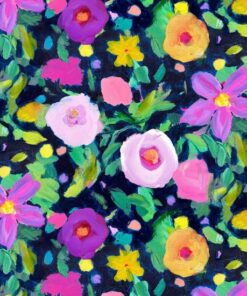 Nutex Fabrics - Painted Garden - Garden - Multi-coloured - Pink - Black - 02280 - 103