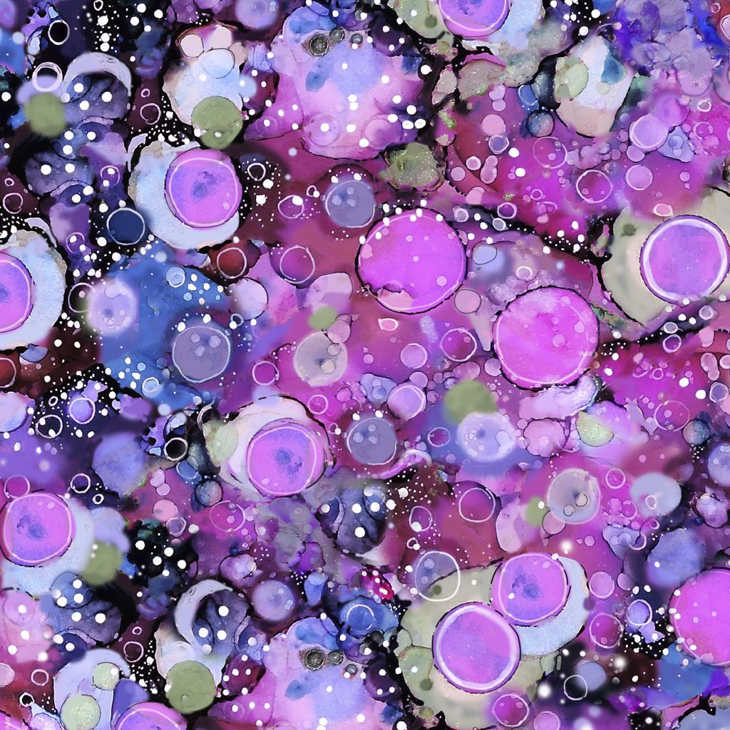 P & B Fabrics - Tree of Life - Abstract Allover - Bubbles - Pink and Blue - 06379PC