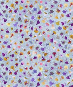 P & B Fabrics - Tree of Life - Scattered Flower Buds - Multicoloured on Blue - 16381BS