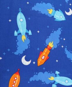 Robert Kaufman - Spaced Out - Rockets - Blue - Orange - Green - Multi-coloured - 15258
