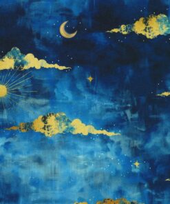 Robert Kaufman - Stardust - Texture - Starry Sky - Sapphire - Blue - Gold Metallic - 24103 72 Cobalt