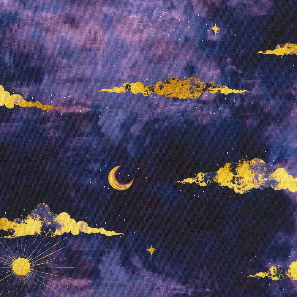Robert Kaufman - Stardust - Texture - Starry Sky - Iris - Purple - Gold Metallic - 24103 17 Iris